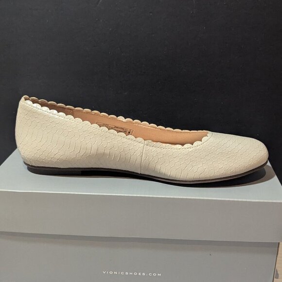 Vionic Julietta Ballet Flats Snake Embossed Cream 8 NEW - Picture 4 of 10